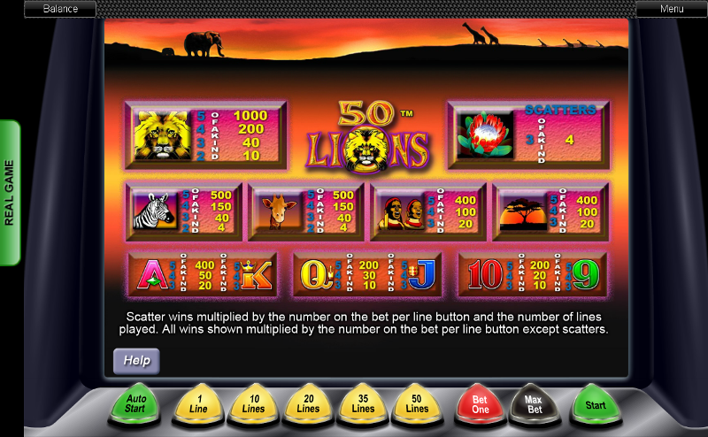 Игровой автомат 50 Lions - просто суперские выигрыши в мобильное казино Вулкан
