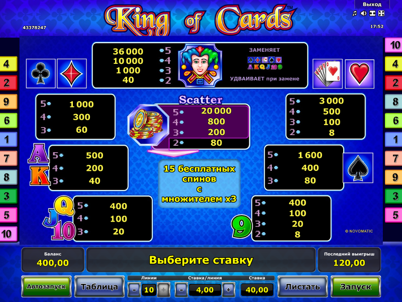 Игровой автомат King of Cards - очень неплохие выигрыши на официальный сайт Вулкан Старс